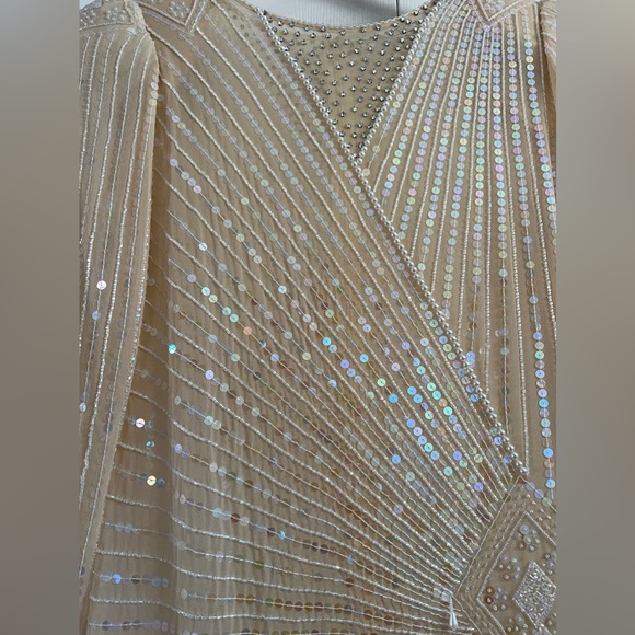 Neutral Sheer Bridal Cocktail Dress - Picture 6 of 17